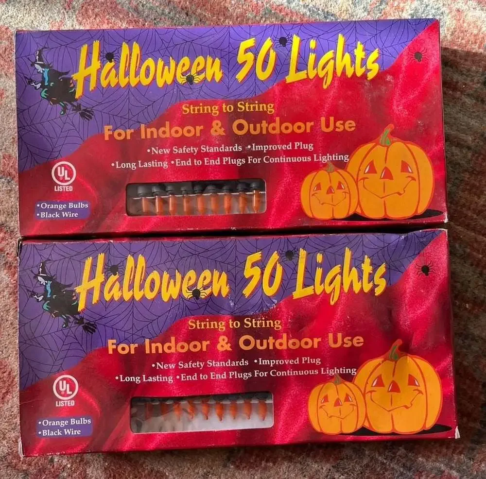Set of 2 Halloween 50 Count Orange Mini Light Strings Indoor Outdoor